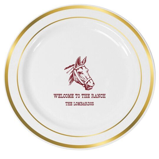 Outlined Horse Premium Banded Plastic Plates